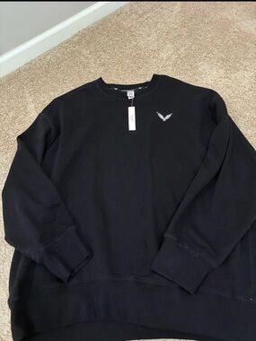 NWT Victoria’s Secret angel black sweatshirt sz M Bling VS Fashion Show Wings